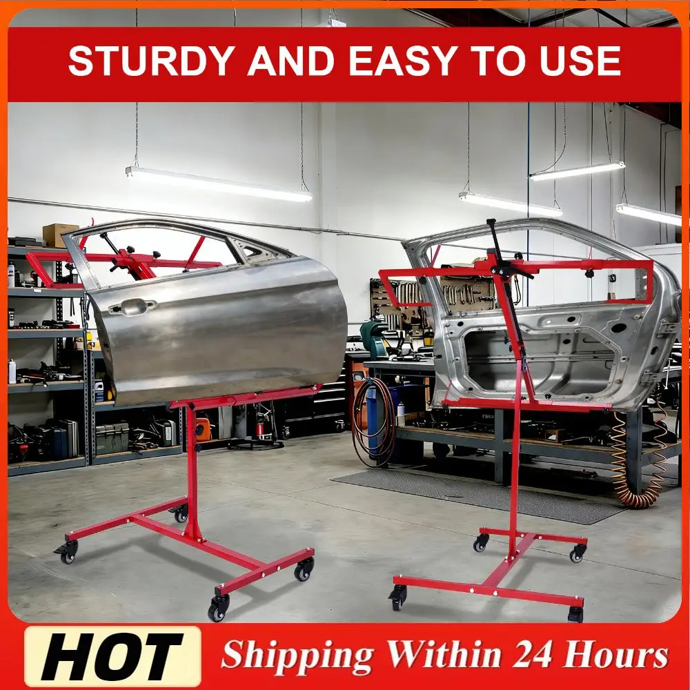 

Multifunction Automotive Paint Rack Adjustable 90 Degree Rotating with 4 Wheels for Painting Stands Auto Body Fender Hood Stand