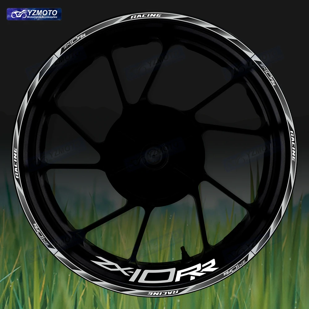 

Для ZX-10RR ZX10RR ZX 10RR мотоцикла 17-дюймовая наклейка на ступицу переднего и заднего колеса, светоотражающая модифицированная декоративная наклейка на обод