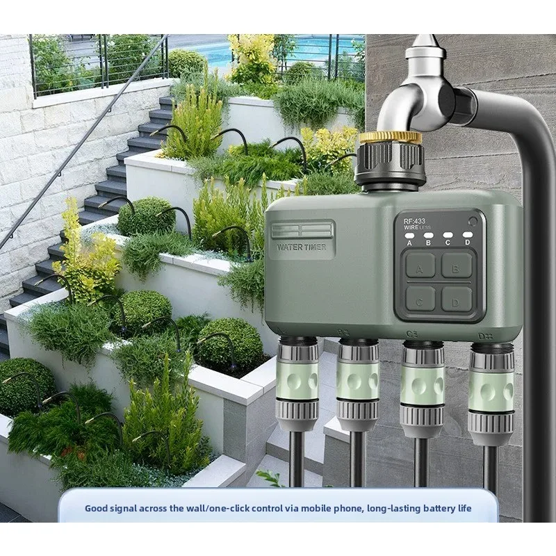 Remote automatic watering device, mobile phone control, watering flowers, smart weather timing signal through the wall