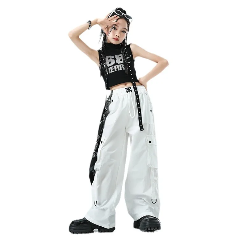

Girls Jazz Dance Stage Costume Girls Kpop Hip Hip Danc Clothes Street Dance Wear Kids Fashion Clohtes Black Tops Shuffle Pants