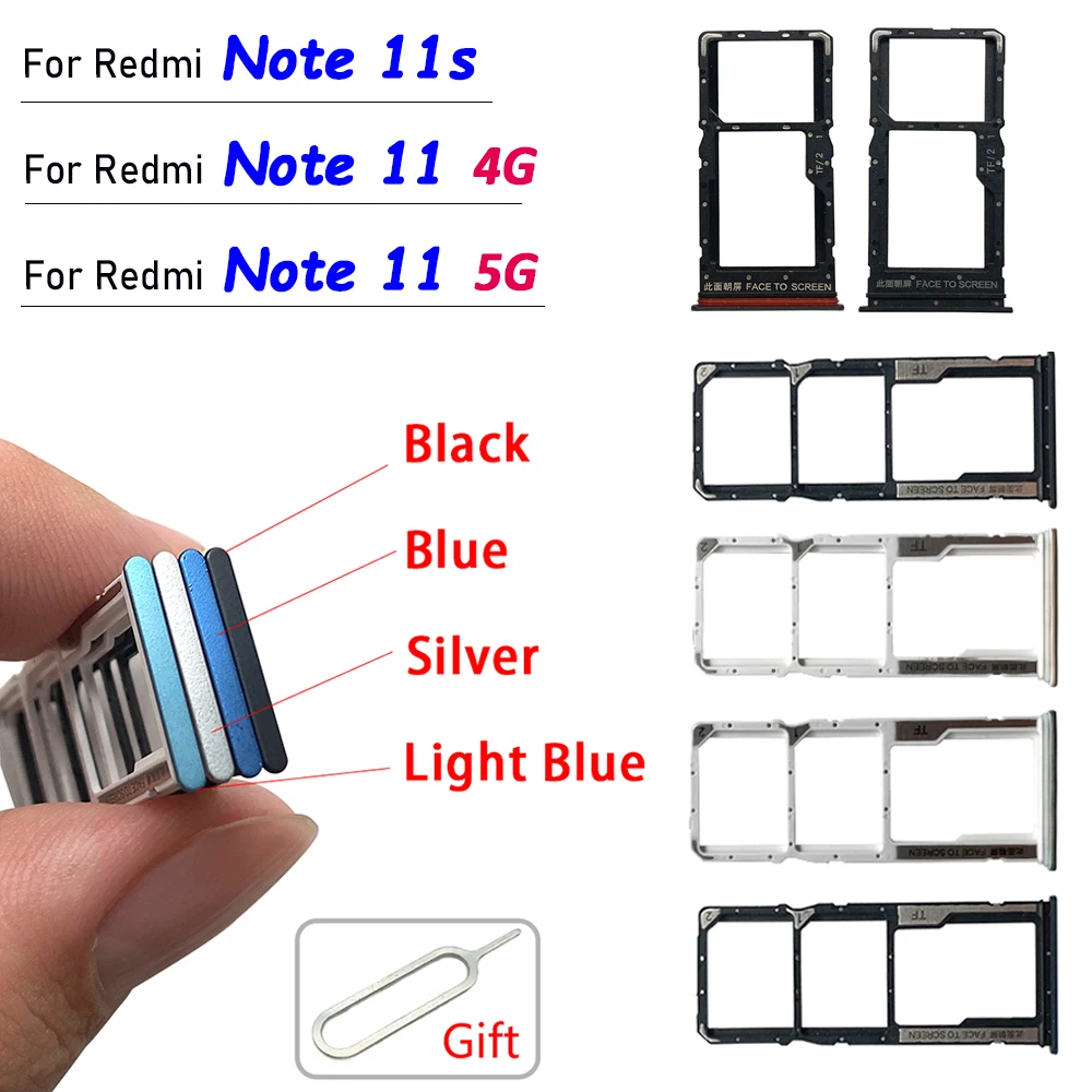 Dual Card Micro Nano SIM Card Holder Tray chip slot drawer Holder Adapter Socket For Xiaomi Redmi Note 11 4G 11s 11 5G + Pin