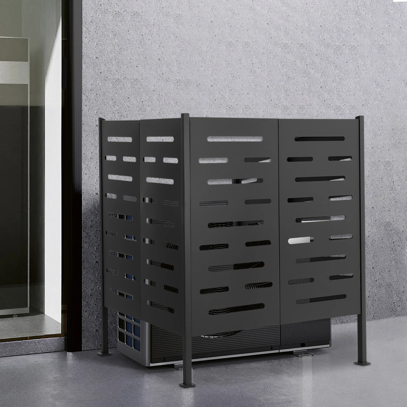 Pagar AC Abu-abu Gelap Multi-Scene (Pelindung AC/Pagar Tempat Sampah/Pagar Hewan Peliharaan) - Cocok untuk Kebanyakan Unit AC di Pasar, Ideal untuk Teras