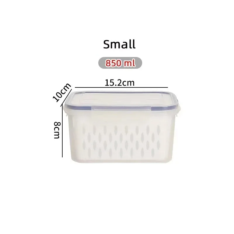صندوق حفظ مختوم بطبقة مزدوجة، صندوق تخزين بلاستيكي لتصريف الفواكه والخضروات، طبقة مزدوجة عالية الشفافية للميكروويف