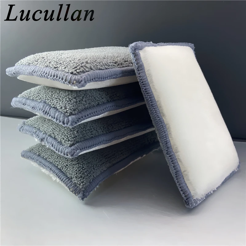 Lucullan Double Side Use Leather,Plastic,Vinyl and Upholstery Cleaning Applicators Car Detailing Interior Scrubbing Sponge