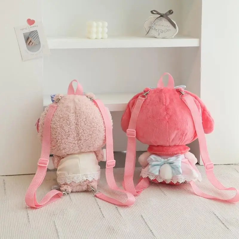 Kawaii My Melody My Sweet Piano Plush Backpack 2023 New Cartoon Doll Shoulders Bag Travel Casual Bag Back Bag Girlfriend Gift