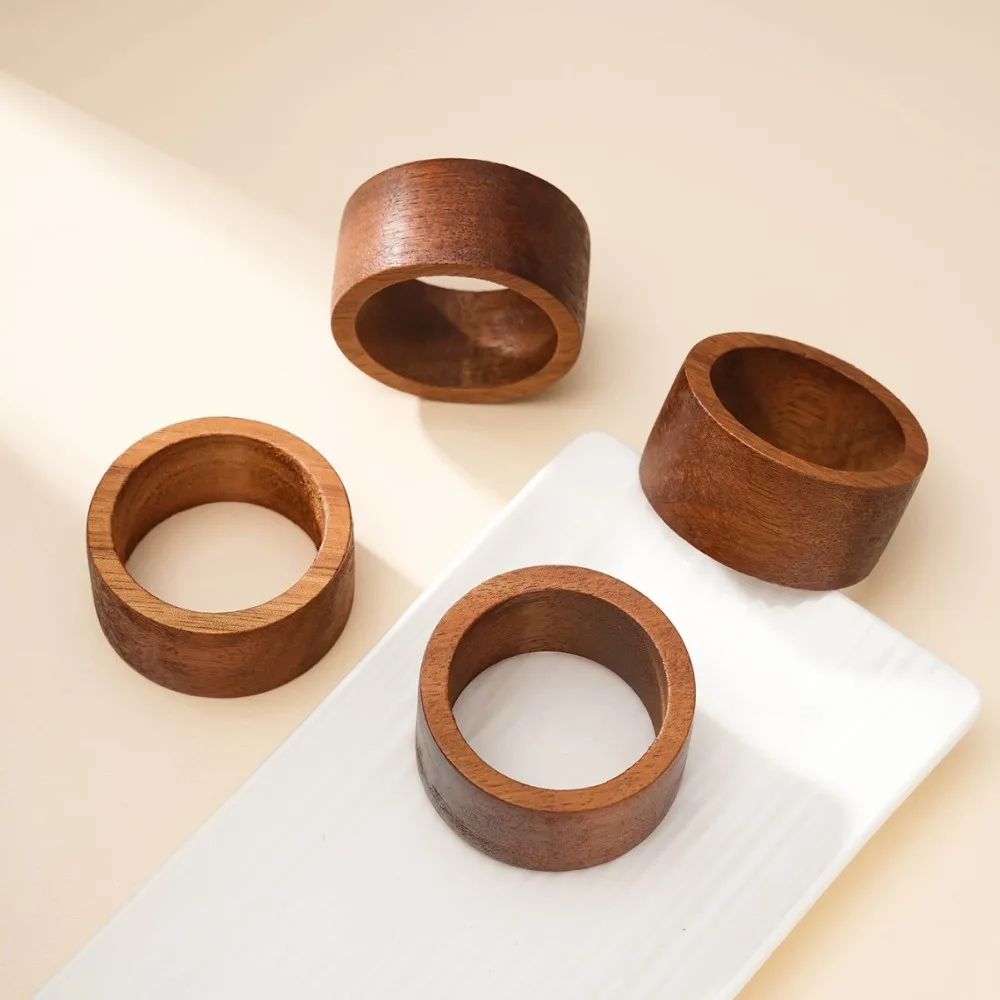 Handcrafted Wooden Napkin Ring Simple Table Decor For Home Kitchen Wedding Party Napkin Fastener Holder Dining Table Ring