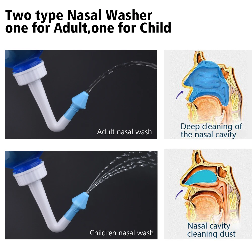 300ml Nasal Washing Nose Aspirator Nasal Wash Salt Cleaner Sinusite Allergic Rhinitis Treatment Child Adult Neti Pot Health Care