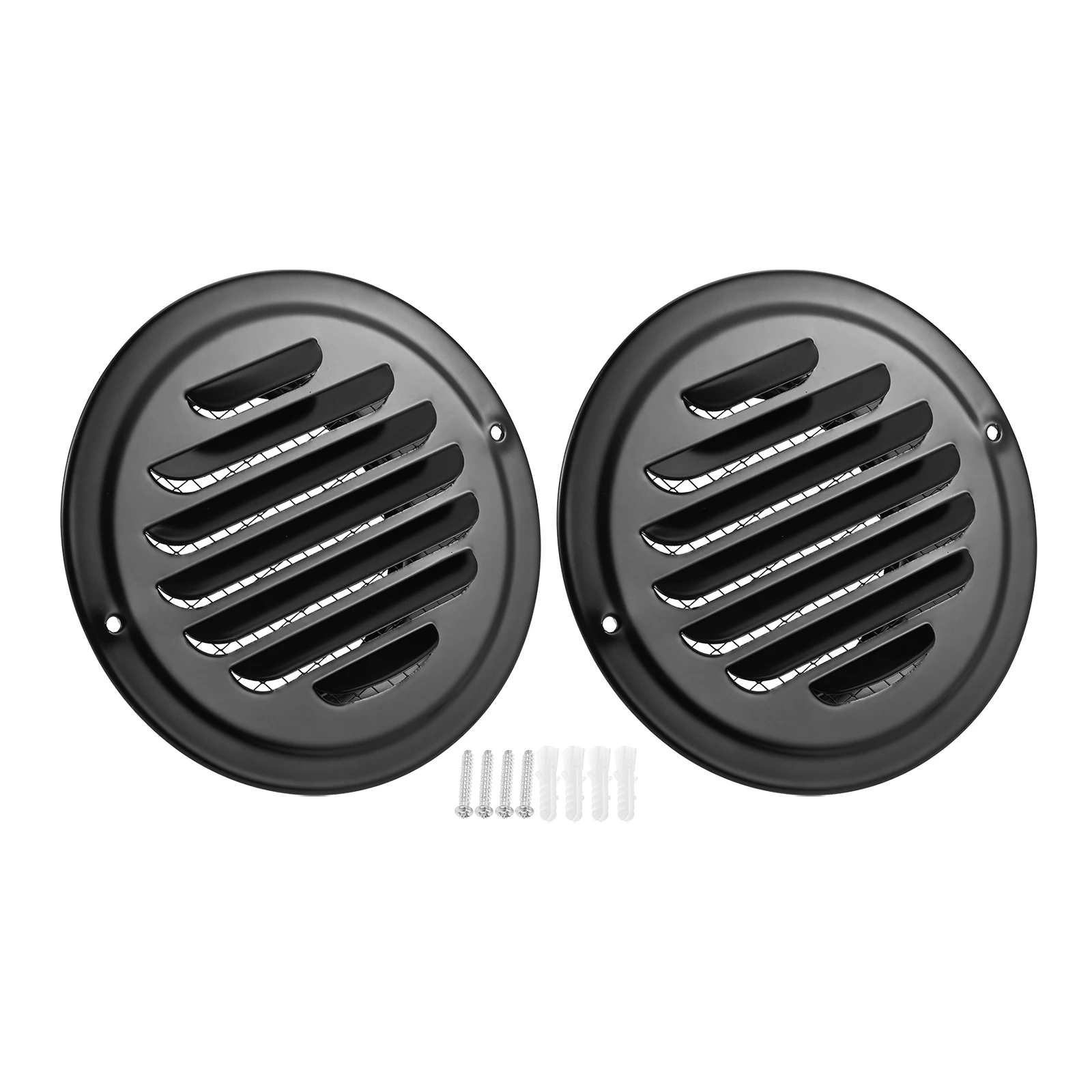 Cubierta de ventilación de 100mm/4 pulgadas con tornillo, cubierta de rejilla con persianas de acero inoxidable, salida de ventilación de aire con malla integrada para casa/oficina/garaje, 2 uds.
