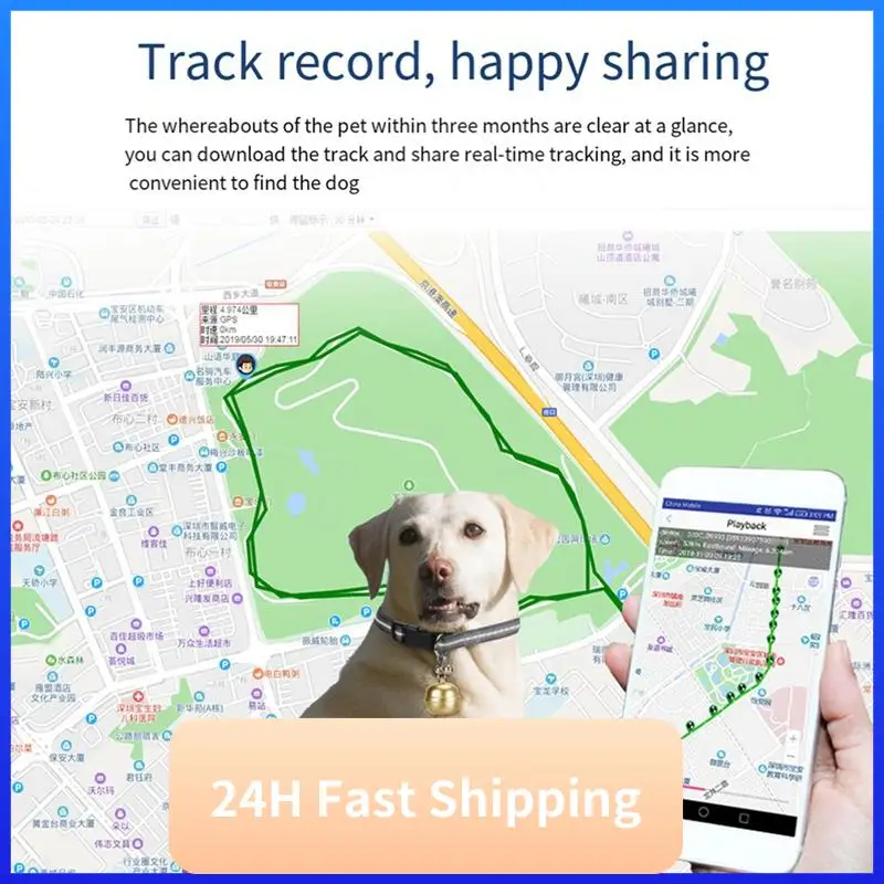 

GPS-локатор для домашних собак с картой Google, отслеживание в реальном времени для домашних животных, GPS-локатор, трекер для собак, золото