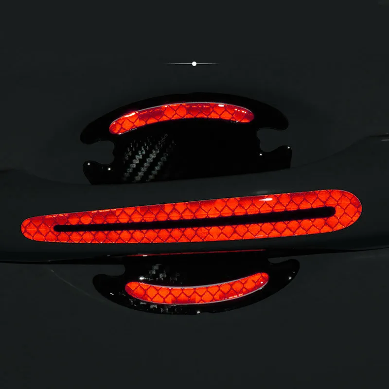 8 General-Purpose 3D Carbon Fiber Car Door Handle Stickers Scratch-Resistant Stickers Car Safety Reflective Strip Auto Stickers image 2
