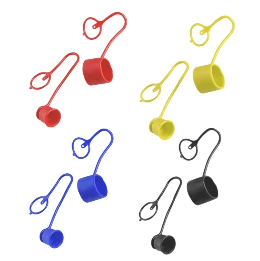 4Sets Flat-face Hydraulic Quick-connect Dust Cap Rubber PVC Dust Cap Coupler Set 1/4