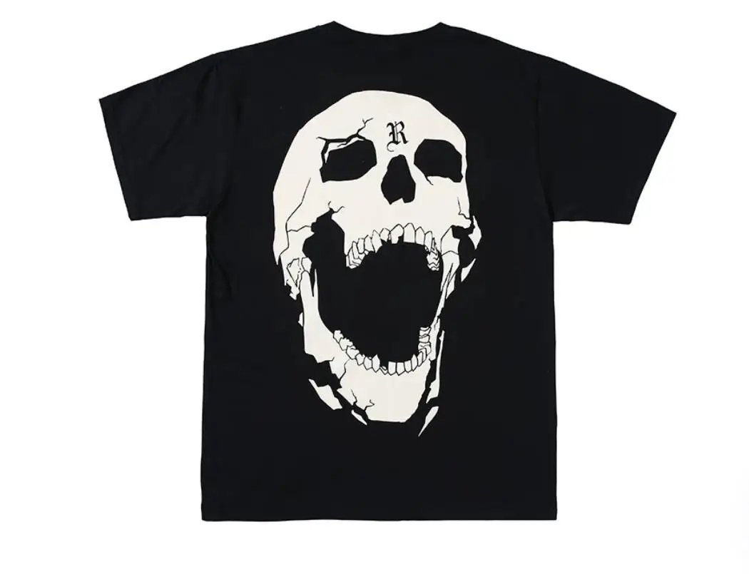 2026 XXX Revenge  Bones  Reflective T-Shirt Loose High Street Pure Cotton Short Sleeve Tee TX1905