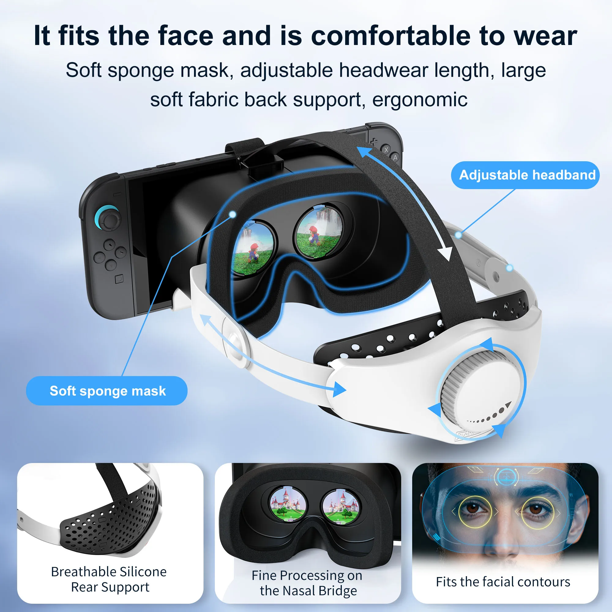 Virtual Reality VR Glasse for Nintendo Switch 2,VR Headset Compatible with Switch 2 with Adjustable HD Lenses and Head Strap