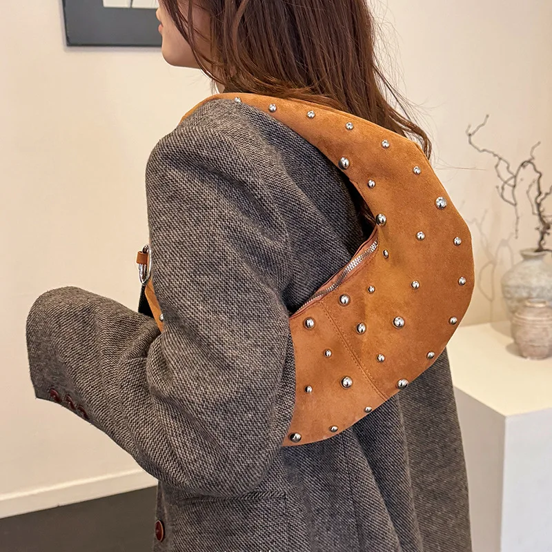 حقيبة كتف مرصعة لخريف 2025، محفظة تحت الإبط للنساء، حقيبة عصرية من النهار إلى الليل، حقيبة كروس بسيطة، حبال أنيقة #3