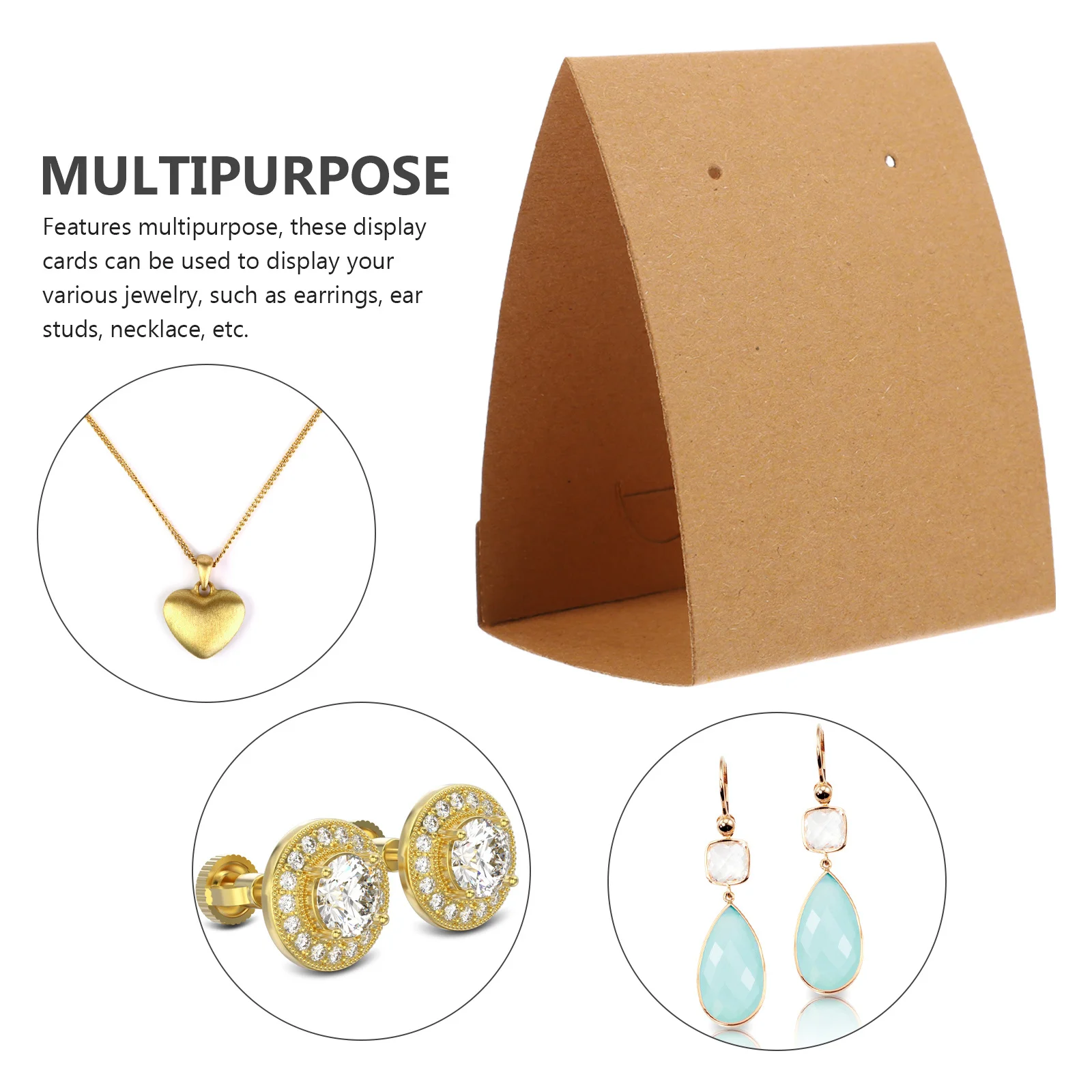 

100pcs Earring Display Cards Kraft Paper Jewelry Holder For Ear Studs Necklace Organizing Storage Lightweight Portable Jewelry