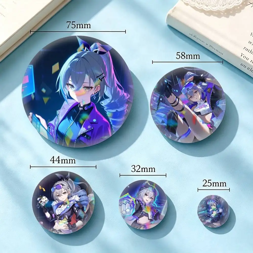 H-Honkai Star Rail Silver Wolf 25mm 32mm 44mm 58mm 75mm Brooches Badges Pins for Accessories Gift