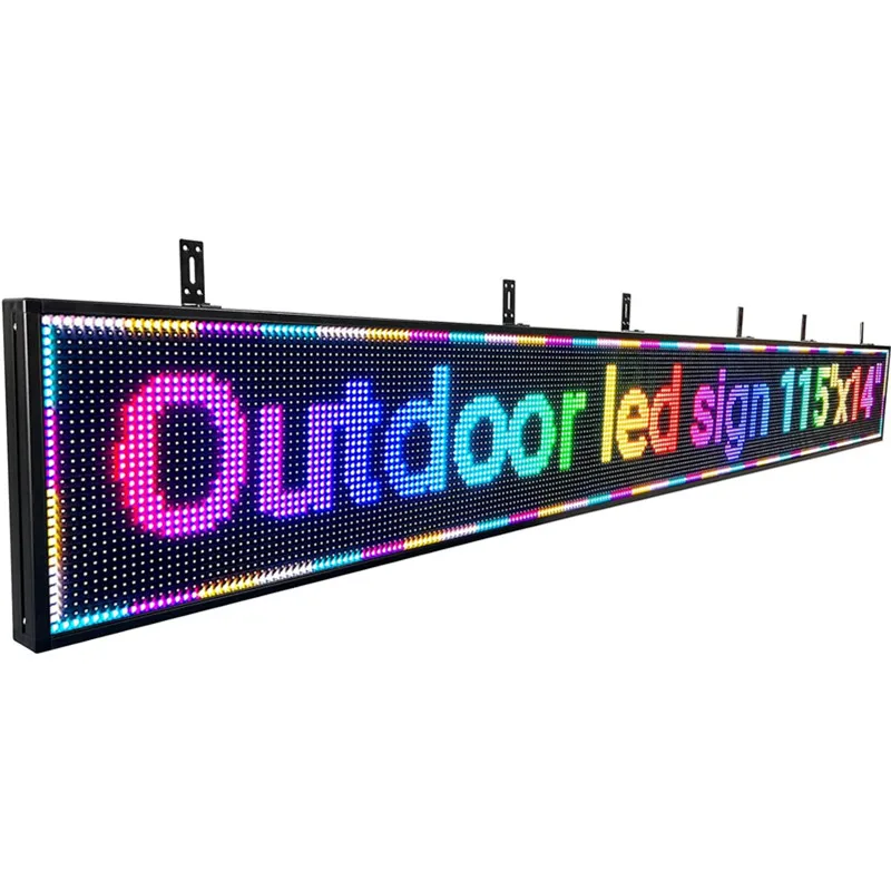 P10 Semi-Outdoor Programmable Scrolling LED Sign WiFi Control LED Digital Display Screen Message Board, RGB 115’’x14’’ Open Sign