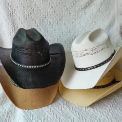 Western Cowboy Straw hat women Large Brim stiff straw hat cowboy solid Outdoor summer Sunshade Jazz Hat sombrero vaquero hombre