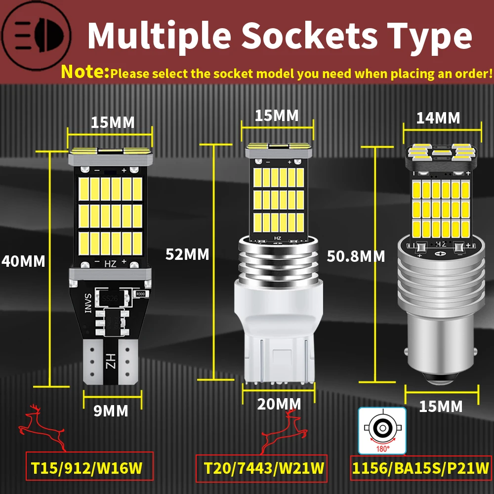 2x P21W LED Canbus Error Free Car Reverse Lamp 1156 BA15S T20 T15 S25 For VW Golf 4 5 6 7 Passat B5 B6 B7 Jetta MK4 MK5 MK6 Polo