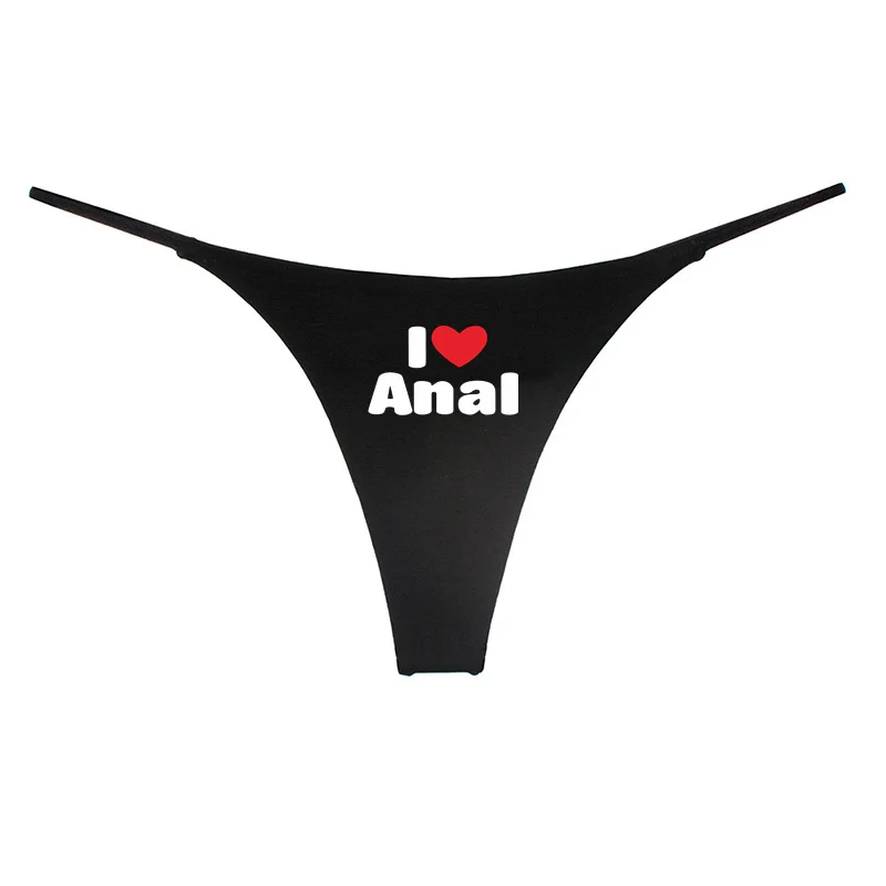 I LOVE ANAL Funny Hot G-String Cute Women's Sexy Cotton Rope Thong Seamless Soft Breathable Sport Underwear Female Hot Lingerie