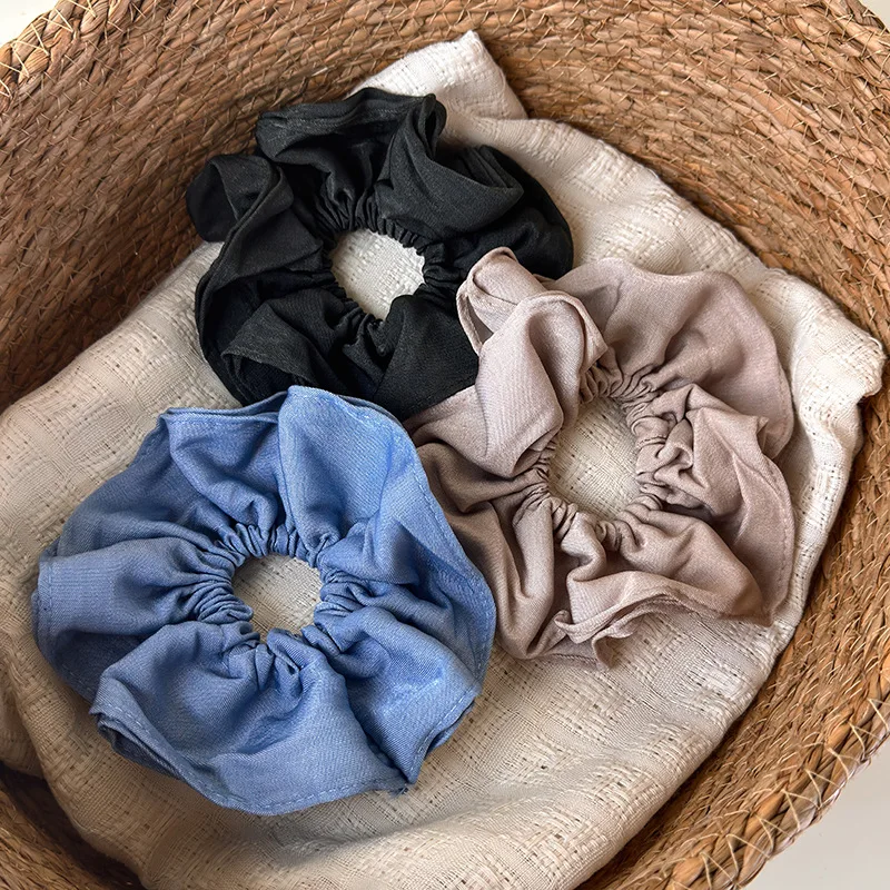 Hair Scrunchie Lightweight Double Layer Multicolor Cloth Pleated Round Oversized Low Ponytail Bun Hair Band Women Daily