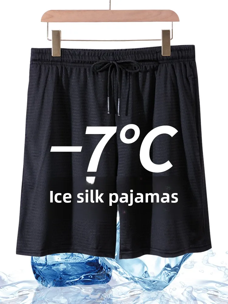 

Men's Summer Thin Ice Silk Home orts Loose Qui Dry Five-Quarter Pants Comfortable Breathable Spor Casual Trousers