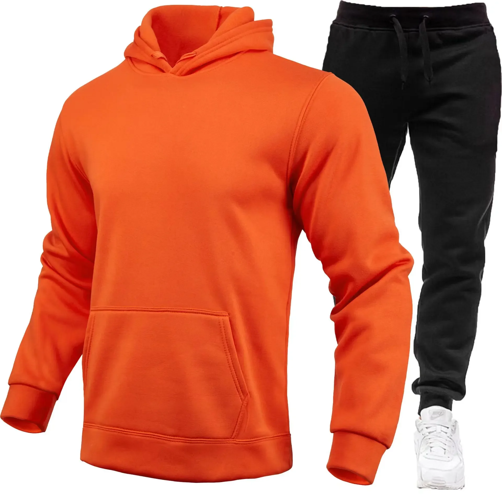 

Men sports suit fashionable sports suit women hoodie+black pants two-piece set running casual sports shirt sports pants men's cl