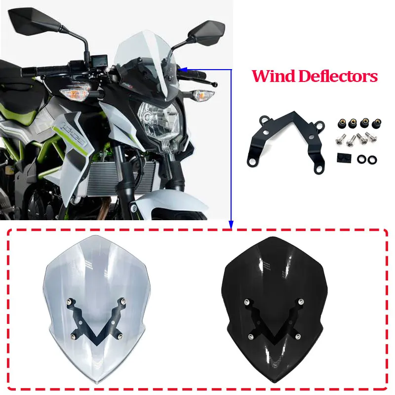 Motorcycle Sport Windscreen Windshield For Kawasaki Z125 2019 2020 2021 Moto Accessories Wind Deflector Protector with Bracket