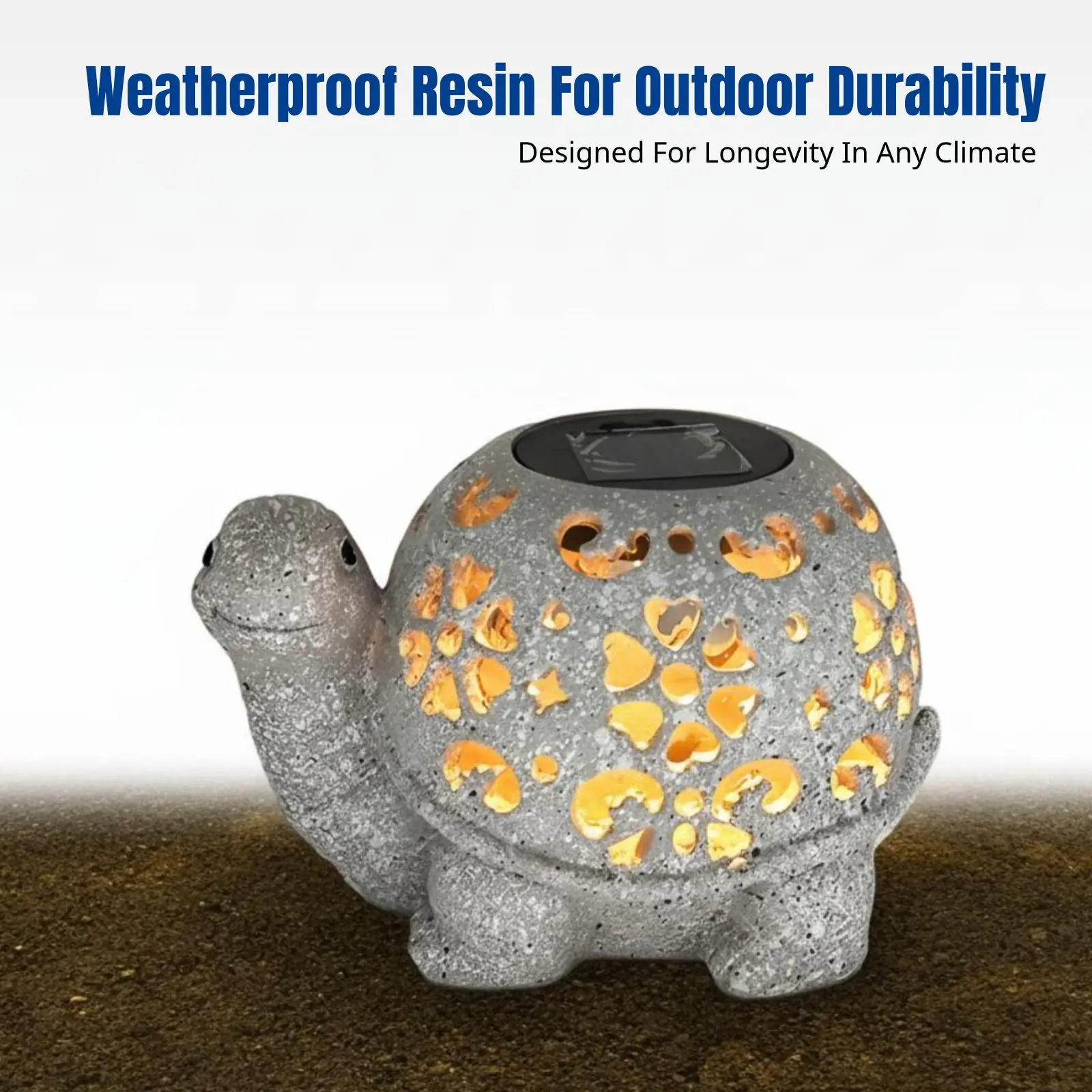 Garden Decor, Solar Hollow Turtle Lawn Ornament, Resin Craft, Mood Projection Light view 4