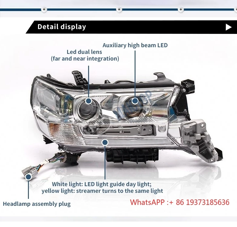 أحدث أنظمة إضاءة السيارات مصباح الرأس الأسود ترقية المصباح لاند كروزر LC200 FJ200 UZJ200 2016 #2