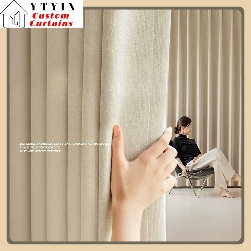 

Super Soft Chenille Luxury Blackout Curtains for Living Dining Room Bedroom Modem Simple Custom Size Partition Door Decoration
