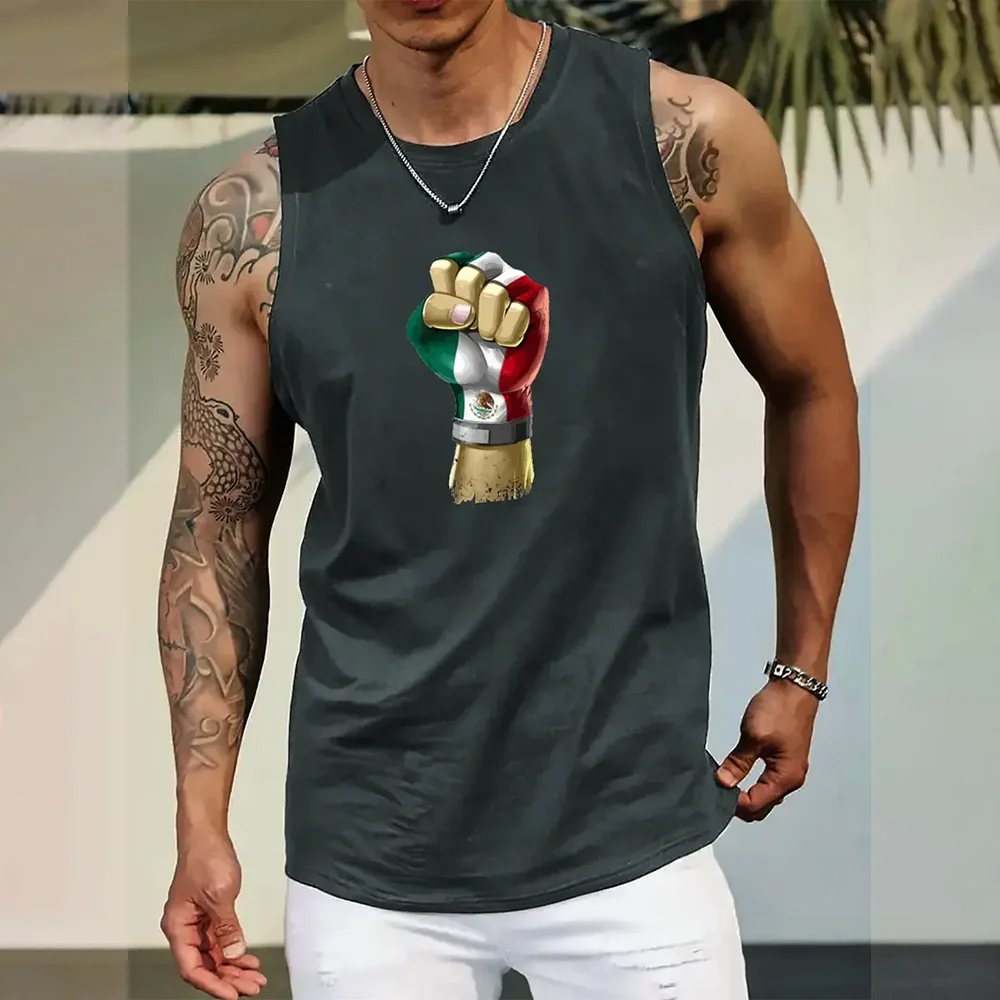 New Men's Sleeveless Vest Beautiful 3d Mechanical Fist Printed Vest Spring And Autumn Sports And Fitness Sleeveless  T-Shirt