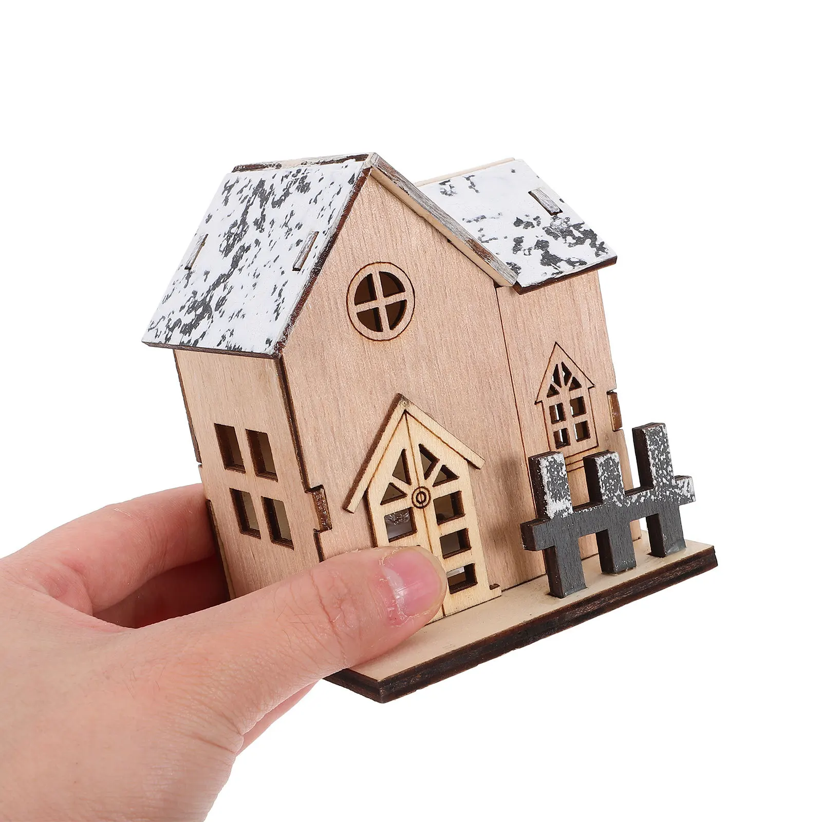 2 قطعة LED مضيئة عيد الميلاد الخشب المقصورة الزخرفية سطح المكتب الحلي عيد الميلاد جو ضوء الديكورات الخشبية