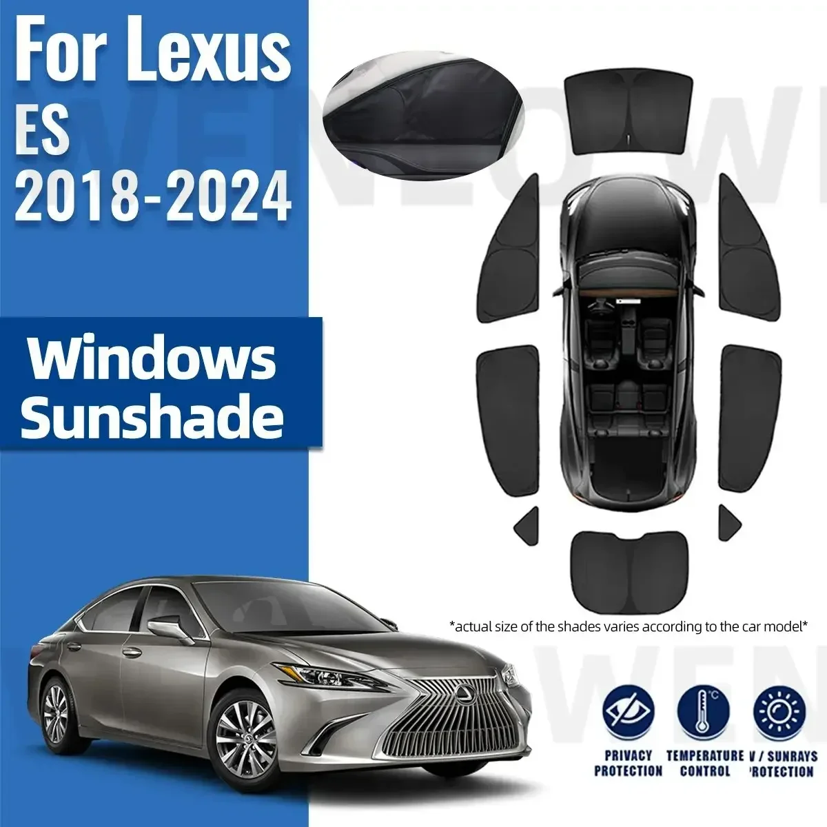 For Lexus ES 2018 2019 2020 2021 2022 2023 2024 Full Cover Car Sunshade Front Rear Side Windshield Curtain Sun Shade Visor