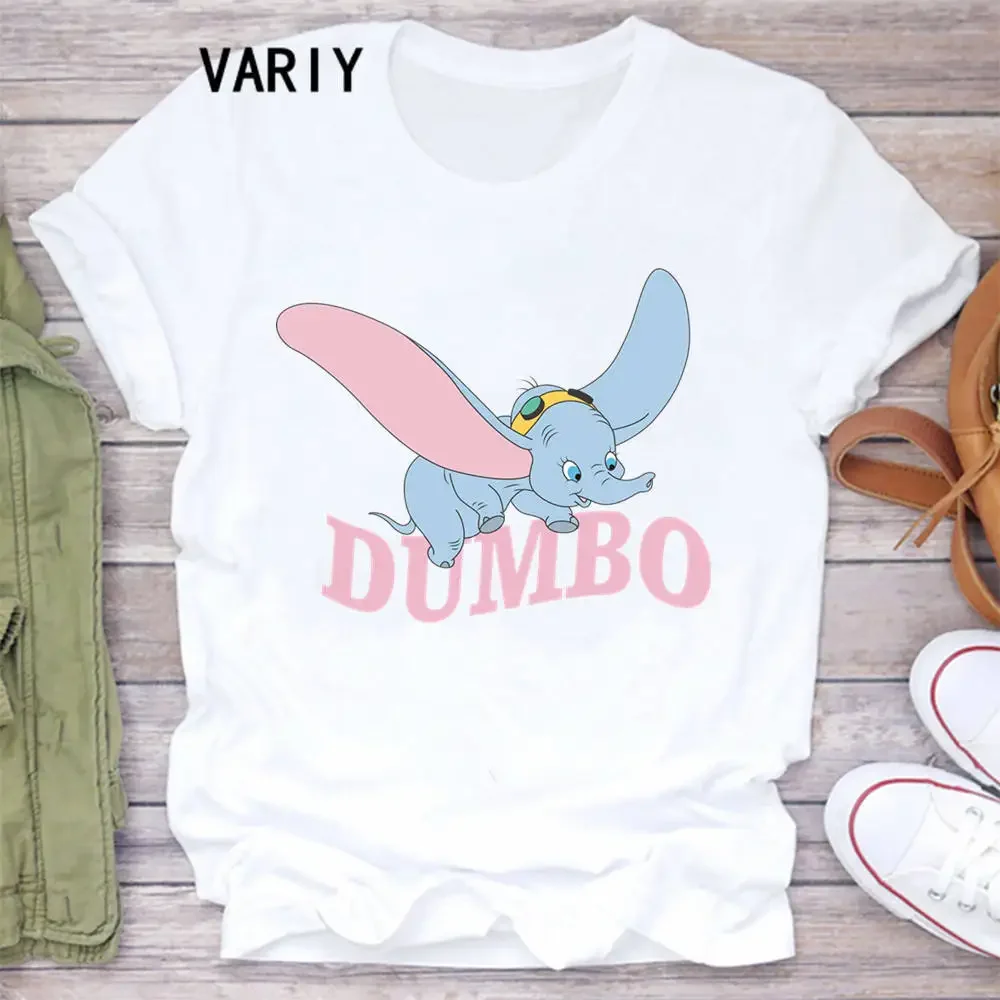 Fly Dumbo Kawaii T-shirt Women Harajuku Aesthetics Cute White Tops Casual Tshirt Print New Summer Fashion Y2k Female T Shirt