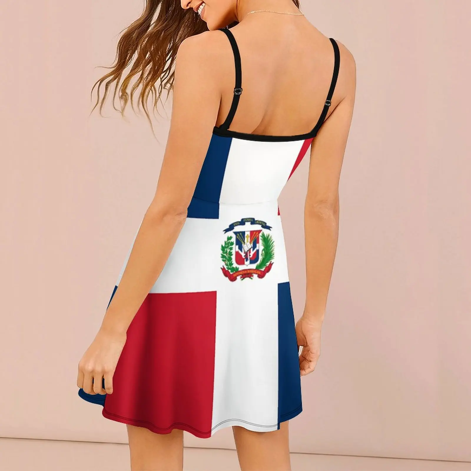 Dominican Republic Flag Women's Sling Dress Funny Suspender Dress Casual Graphic Exotic  Woman's Gown  Clubs