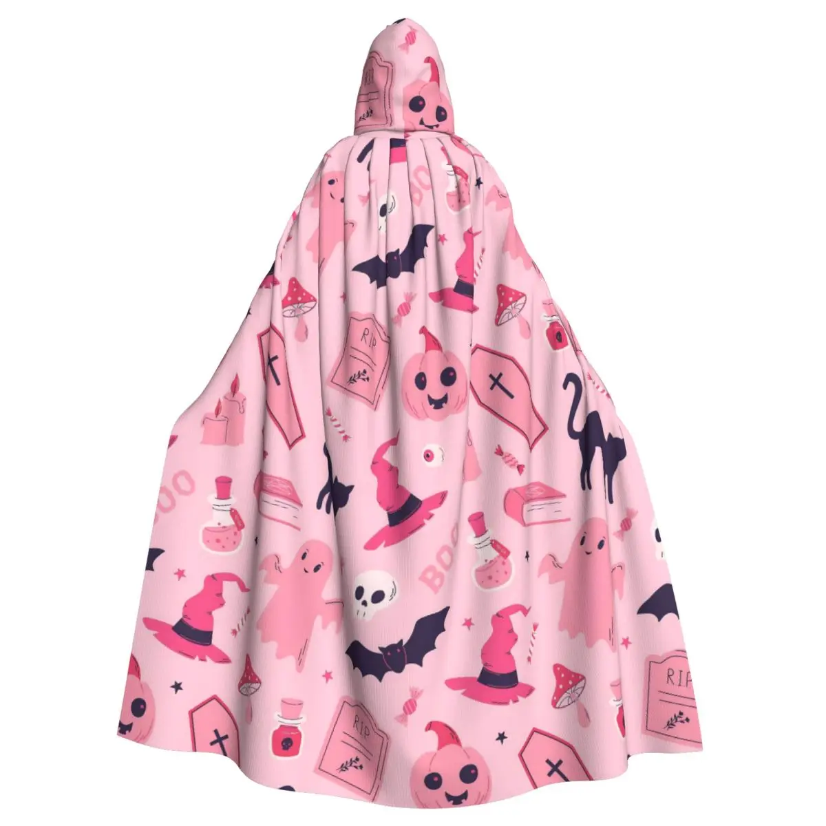 Halloween Gothic Cosplay Cloak Vampire Bats Cats Hooded Cape for Women Men
