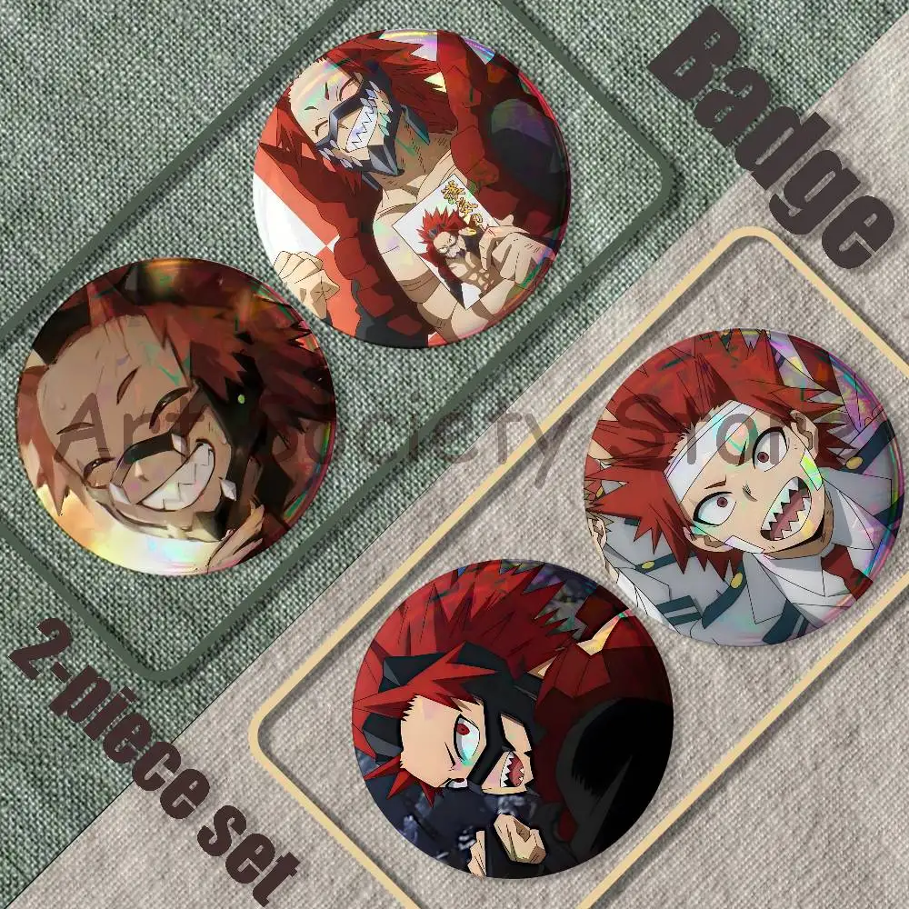My H-Hero K-Kirishima Brooches for Backpack Accessories 25,32,44,58,75mm Round Enamel Pins 2-piece set Cartoon Anime Badge