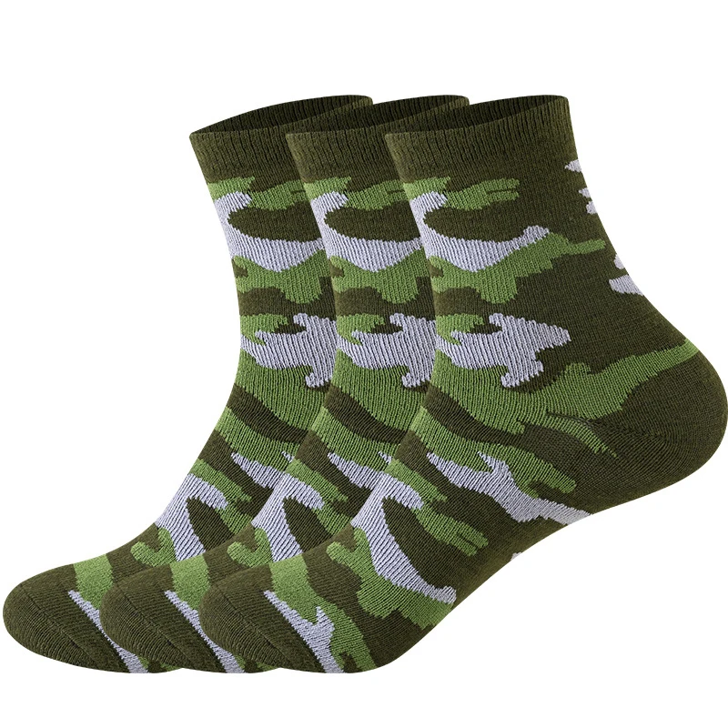 Brand 5 Pairs Autumn And Winter Mid-tube Camouflage Socks Thick Large Size Socks Men\'s Long-tube Cotton Socks