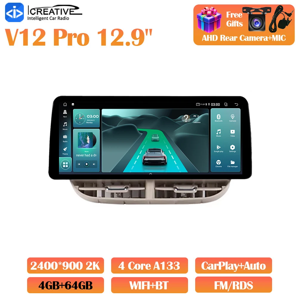 Android 13 Autoradio Voor Fiat 500 2007-2014 Carplay Auto Multimedia Stereo 360 Camera Navigatie GPS Intelligente 5G Video speler