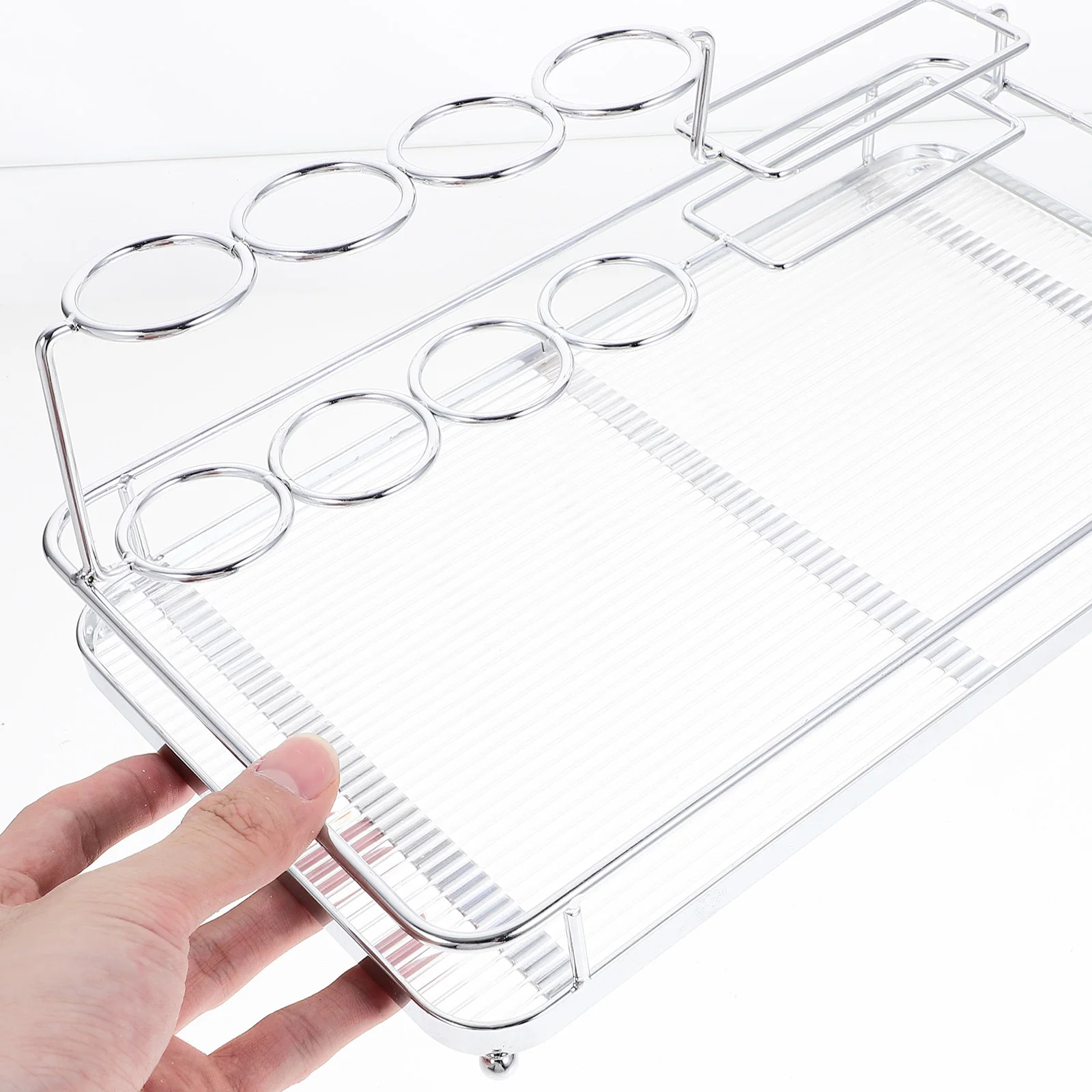 

Bathroom Countertop Organizer Tray Storage Stand Toothbrush Cup Holder Iron Acrylic Large Capacity Space-Saving Vanity Toiletry