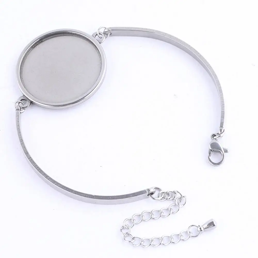 5pcs Fit 18mm 20mm 25mm Round Cabochon Bracelet Base Diy Bezel Setting Blanks For Bracelets Bangle Making Stainless Steel
