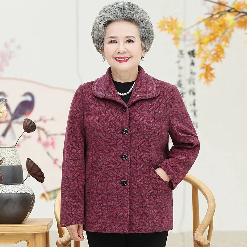Ouderen Vrouwen Herfst Winterjas Grote Maat Gedrukt Lange Mouw Oma Uitloper Middelbare Leeftijd Moeder Casual Vest Jas 5XL