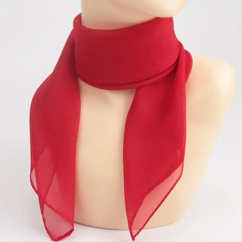 

Women's Pure Color Square Scarf Thin Chiffon Neck Warmer Versatile Decorative Silk Scarf Fashionable Korean Style Scarf