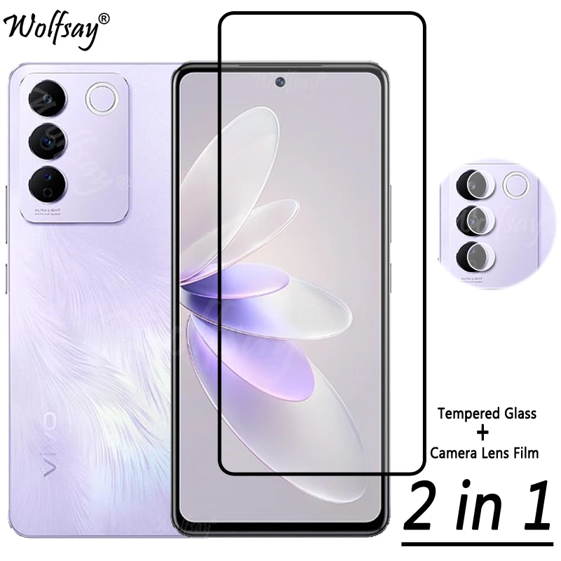 2 in 1 Full Cover Tempered Glass For Vivo V25E Screen Protector For Vivo V25E V25 E Camera Lens For Vivo V25E Glass 6.62 inch