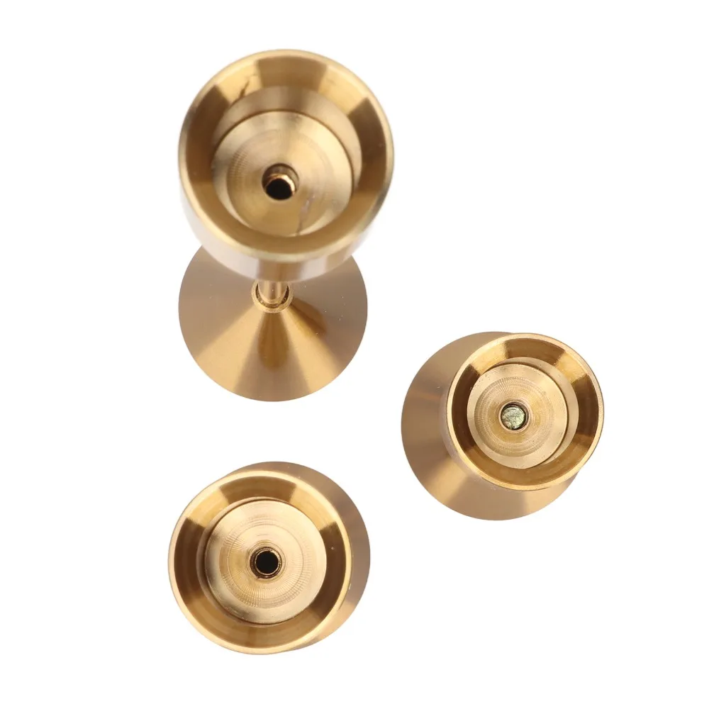 3pcs Different Heights Candle Holders Set Small Medium Large Single Stem Candlestick Holders Gold Taper Candle Holders