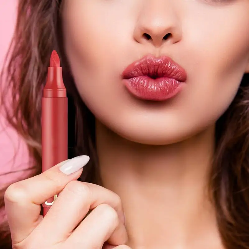 Marcador de labios resistente al agua, lápiz labial mate, delineador de labios desnudo, lápiz labial de larga duración, brillo de labios, regalo de Navidad para mujeres y niñas