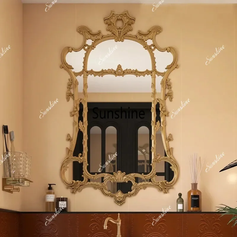 French retro fireplace decorative mirror washstand bathroom wall-mounted makeup mirror