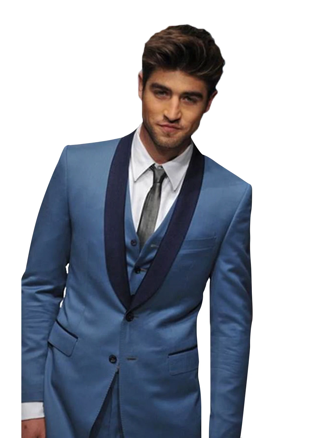 

Men's Shawl Lapel 3-Pieces Suit Slim Fit Dress Suit Jacket Pants Tux Vest