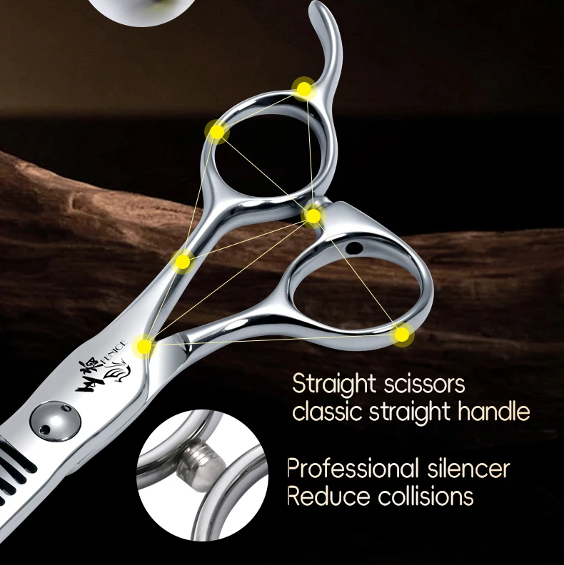 Fenice 7/7,5 Zoll VG10 Stahl 3D Farbverlauf Traceless Hundepflege Natürliche gebogene Chunker-Schere Lagerschrauben Haustierschere 70 % – Detail 12
